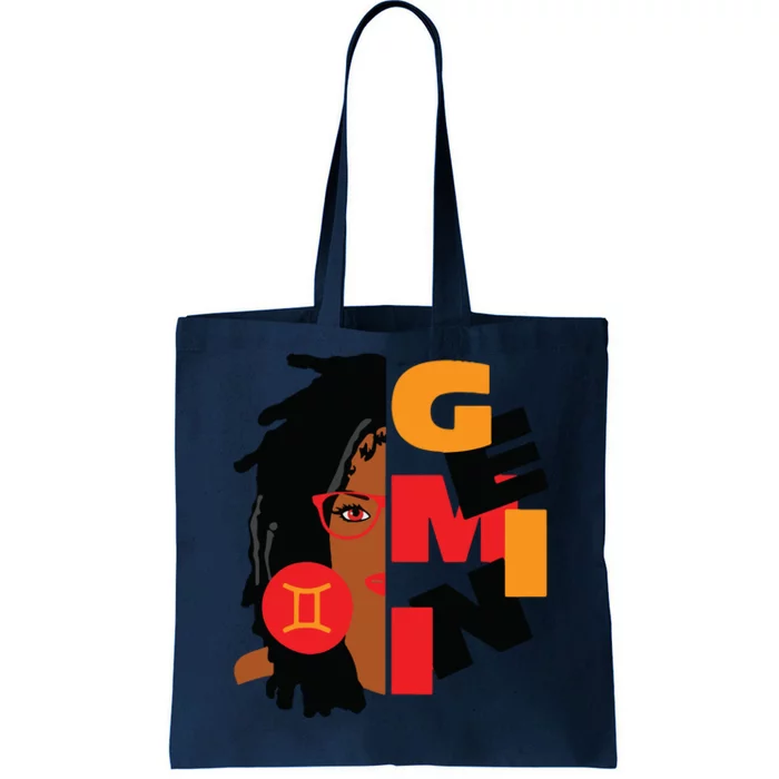 Womens Gemini Girl Afro Locs Girl Zodiac Signs Birthday Tote Bag