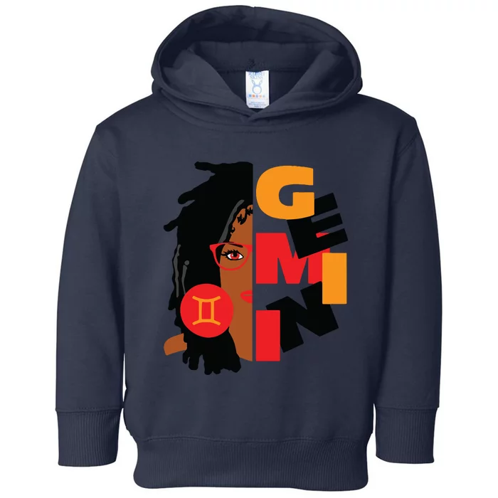 Womens Gemini Girl Afro Locs Girl Zodiac Signs Birthday Toddler Hoodie