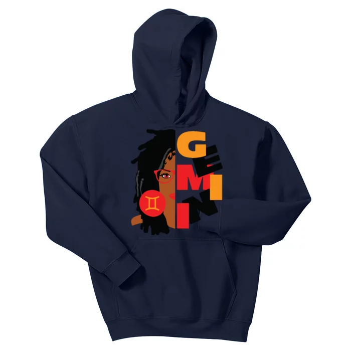 Womens Gemini Girl Afro Locs Girl Zodiac Signs Birthday Kids Hoodie