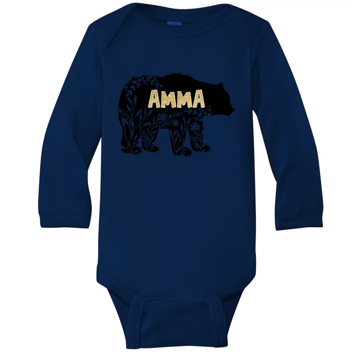 Wo Great Gift For Grandmother Great Gift Amma Bear Gift Baby Long Sleeve Bodysuit