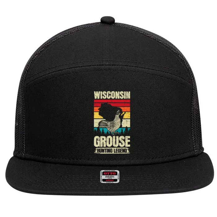 Wisconsin Grouse Hunting Design For A Ruffed Grouse Expert 7 Panel Mesh Trucker Snapback Hat