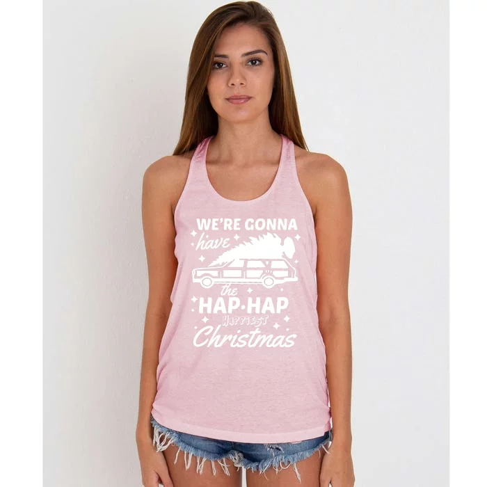 We're Gonna Have The Hap Hap Happiest Christmas Women's Knotted Racerback Tank