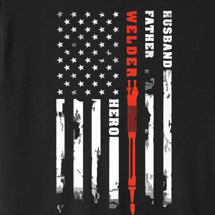 Welder Gift Husband Father Welder Hero American Flag ChromaSoft Performance T-Shirt