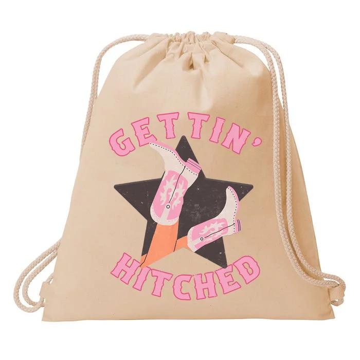 Western Gettin' Hitched Bridal Bachelorette Party Matching Drawstring Bag