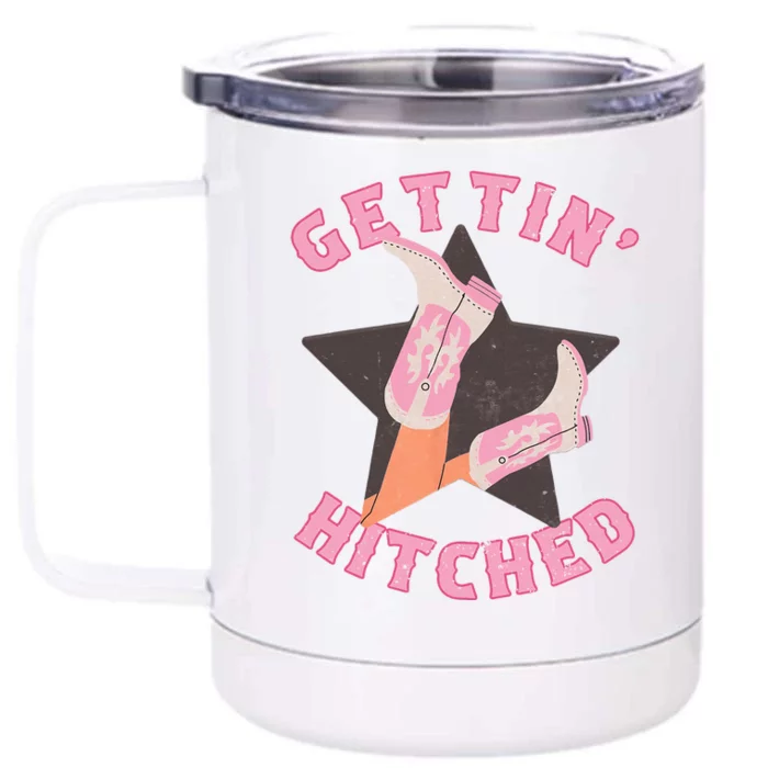 Western Gettin' Hitched Bridal Bachelorette Party Matching Front & Back 12oz Stainless Steel Tumbler Cup