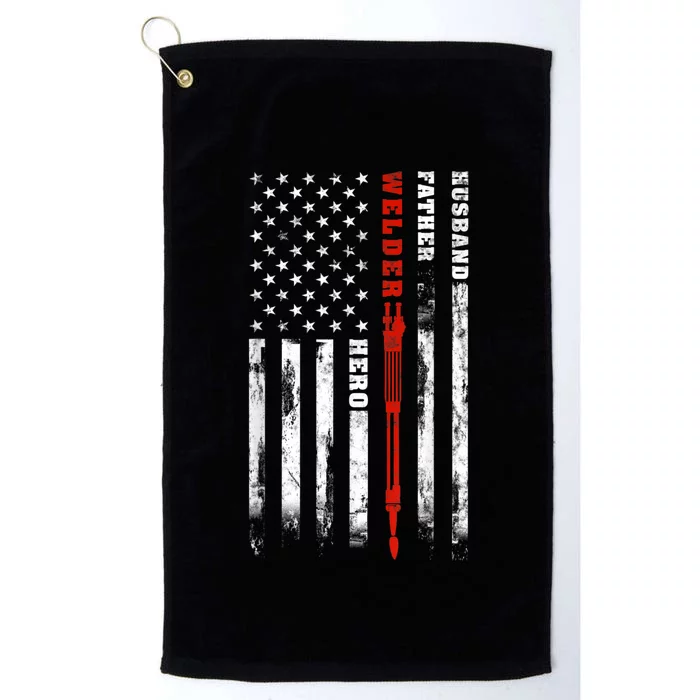 Welder Gift Husband Father Welder Hero American Flag Platinum Collection Golf Towel