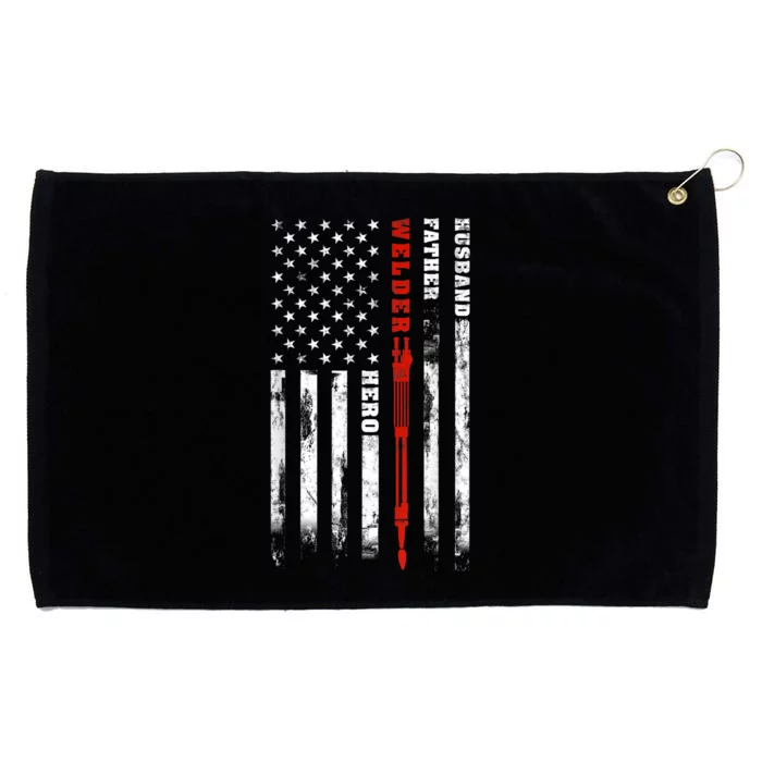 Welder Gift Husband Father Welder Hero American Flag Grommeted Golf Towel