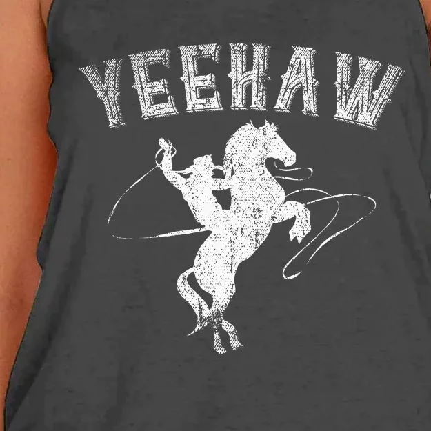 Western Gift Horse Bull Riding Rodeo Yeehaw Cowboy Women's Knotted Racerback Tank