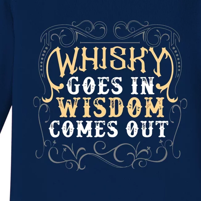 Whiskey Goes In Wisdom Comes Out Shirts Funny Whiskey Bourbon Baby Long Sleeve Bodysuit