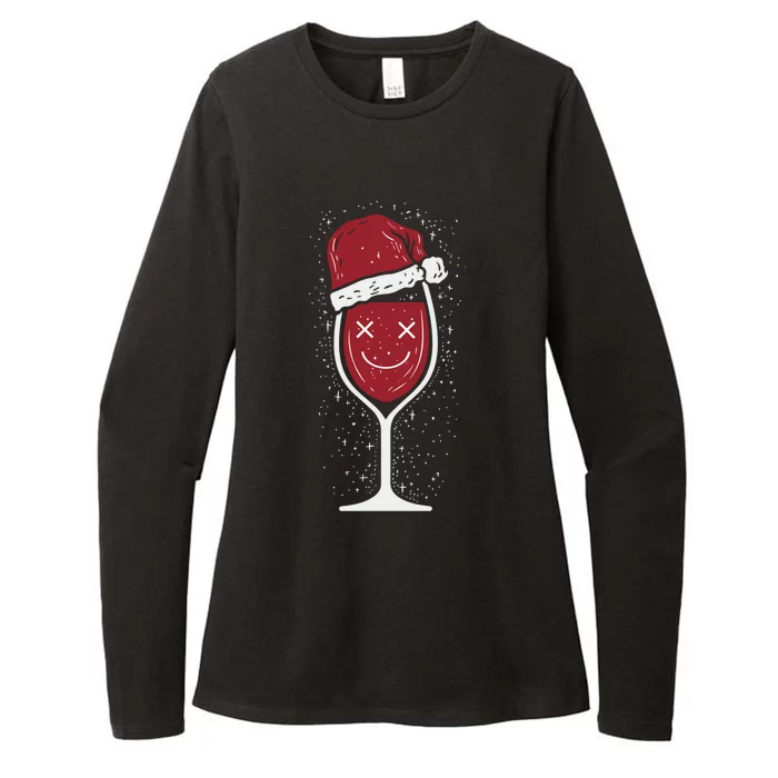 Wine Glass Ing Face Santa Hat Funny Christmas Funny Gift Womens CVC Long Sleeve Shirt