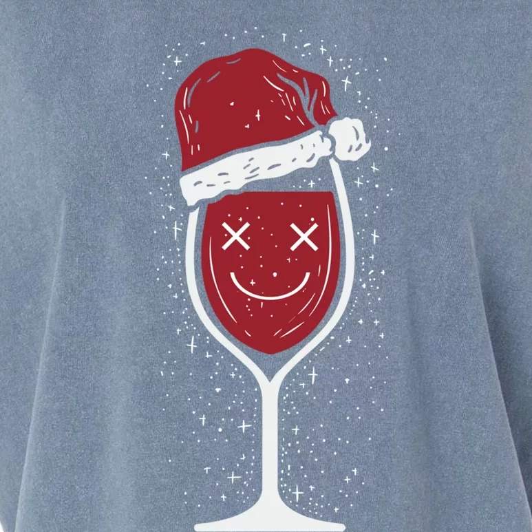 Wine Glass Ing Face Santa Hat Funny Christmas Funny Gift Garment-Dyed Women's Muscle Tee