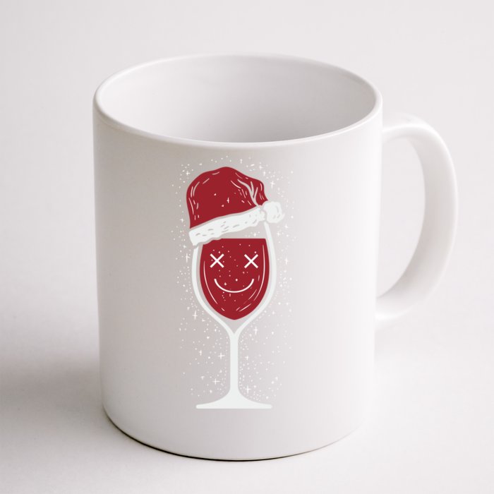 Wine Glass Ing Face Santa Hat Funny Christmas Funny Gift Front & Back Coffee Mug