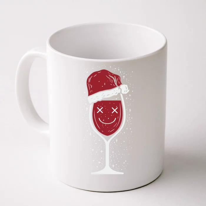 Wine Glass Ing Face Santa Hat Funny Christmas Funny Gift Front & Back Coffee Mug