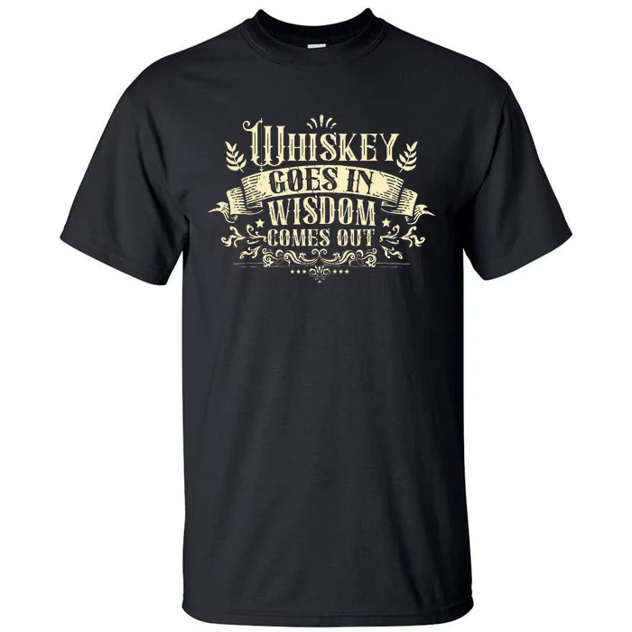 Whiskey Goes In Wisdom Comes Out Drinker Drinking Whisky Tall T-Shirt