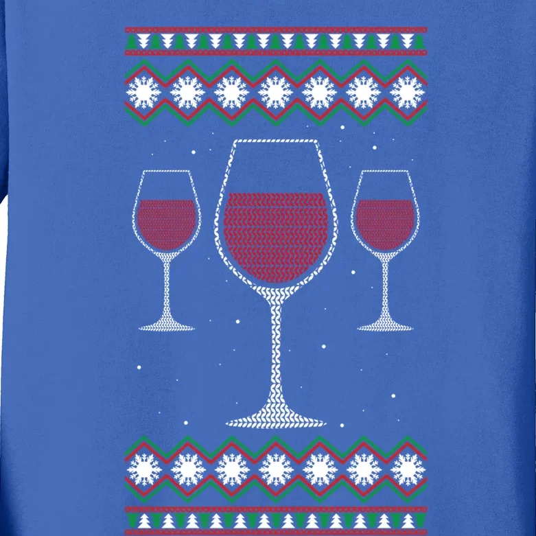 Wine Glass Ing Alcohol Ugly Xgiftmas Cool Christmas Funny Gift Kids Long Sleeve Shirt