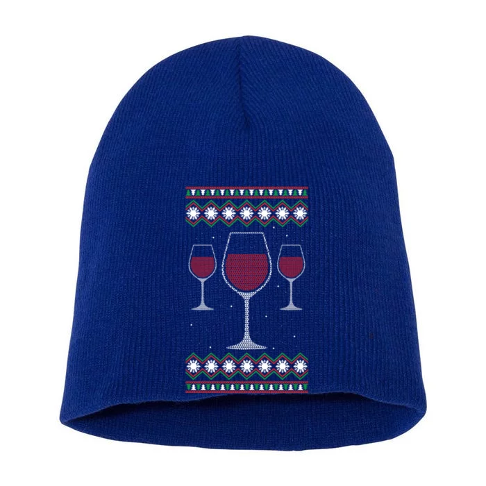 Wine Glass Ing Alcohol Ugly Xgiftmas Cool Christmas Funny Gift Short Acrylic Beanie