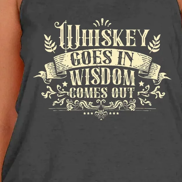 Whiskey Goes In Wisdom Comes Out Drinker Drinking Whisky Women's Knotted Racerback Tank