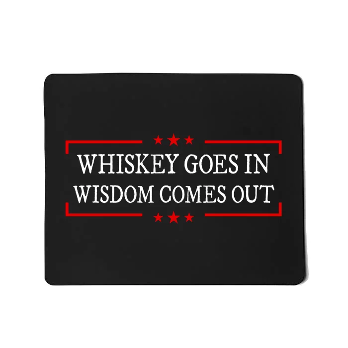 Whiskey Goes In Wisdom Comes Out Drinker Drinking Whisky Mousepad