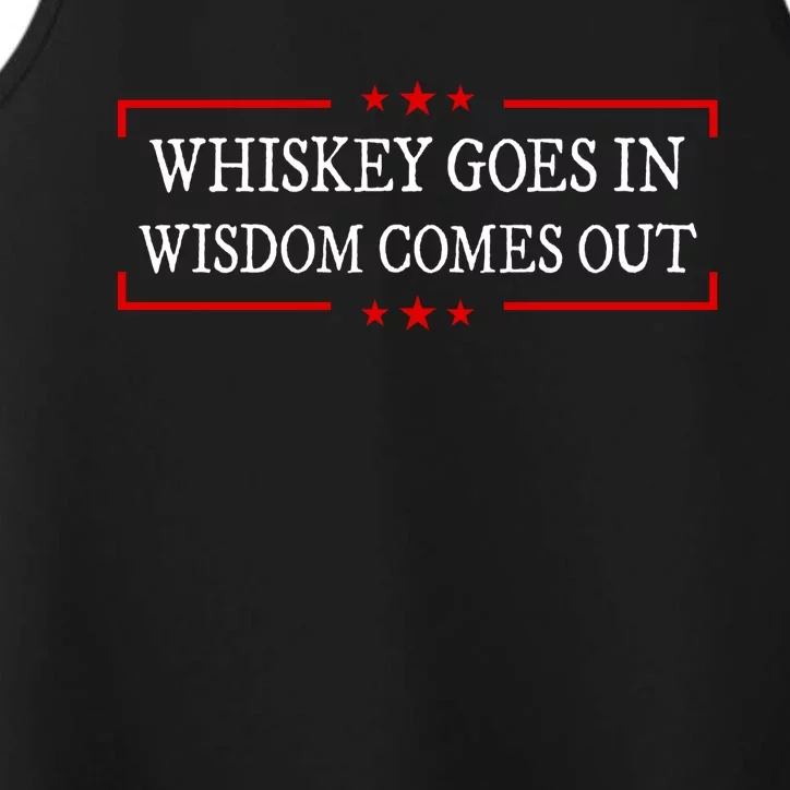 Whiskey Goes In Wisdom Comes Out Drinker Drinking Whisky Performance Tank