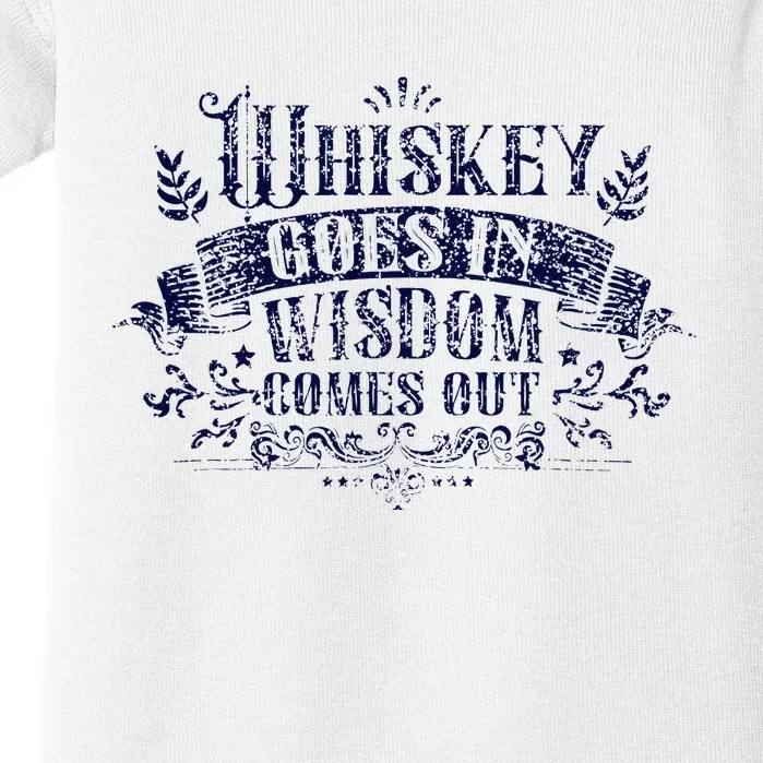 Whiskey Goes In Wisdom Comes Out Drinker Drinking Whisky Baby Bodysuit