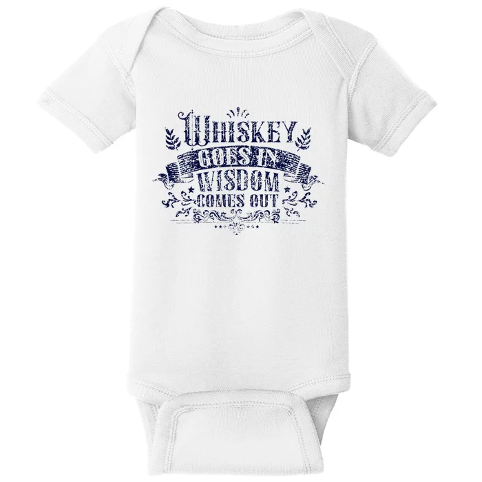 Whiskey Goes In Wisdom Comes Out Drinker Drinking Whisky Baby Bodysuit