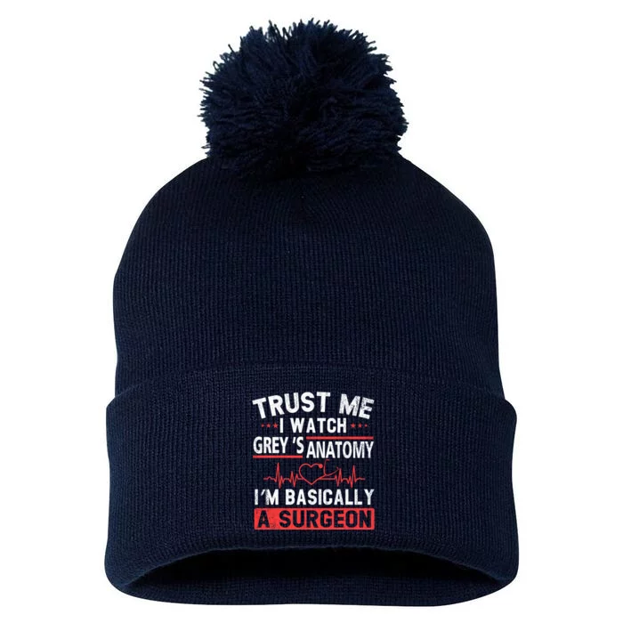 Watch Grey's I Am Basically A Surgeon Pom Pom 12in Knit Beanie