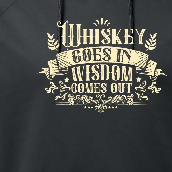 Whiskey Goes In Wisdom Comes Out Drinker Drinking Whisky Performance Fleece Hoodie