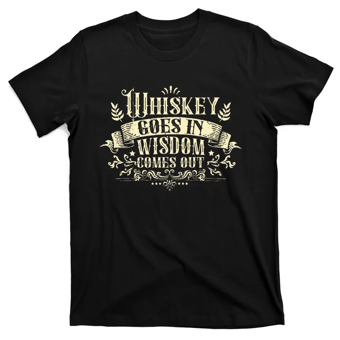 Whiskey Goes In Wisdom Comes Out Drinker Drinking Whisky T-Shirt