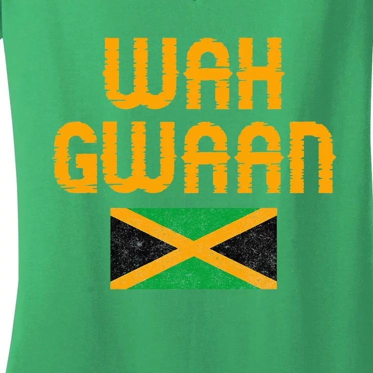 Wah Gwaan Jamaica Women's V-Neck T-Shirt