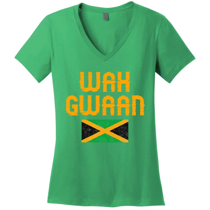 Wah Gwaan Jamaica Women's V-Neck T-Shirt