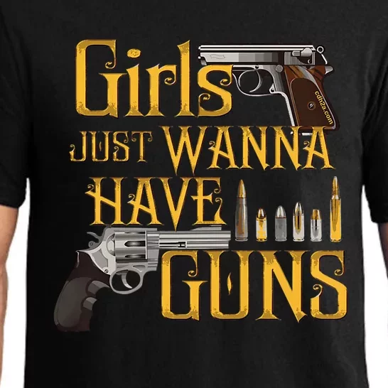 Women Girl Just Wanna Have Guns Pajama Set