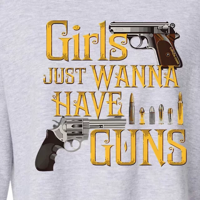 Women Girl Just Wanna Have Guns Cropped Pullover Crew