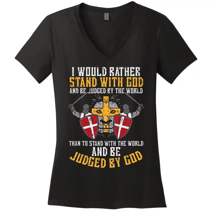 With God Jesus Christian Women's V-Neck T-Shirt