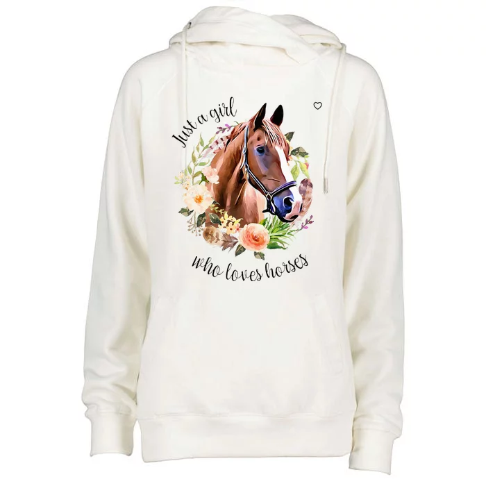 Wo Girl Just A Girl Who Loves Horses Riding Womens Funnel Neck Pullover Hood