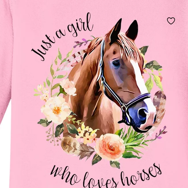 Wo Girl Just A Girl Who Loves Horses Riding Baby Long Sleeve Bodysuit