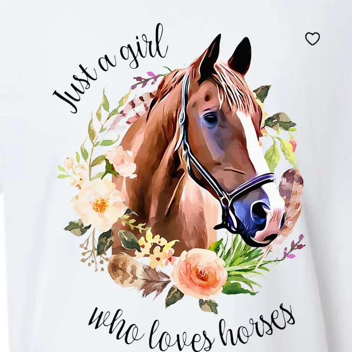 Wo Girl Just A Girl Who Loves Horses Riding Sueded Cloud Jersey T-Shirt