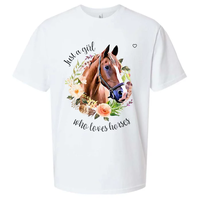 Wo Girl Just A Girl Who Loves Horses Riding Sueded Cloud Jersey T-Shirt