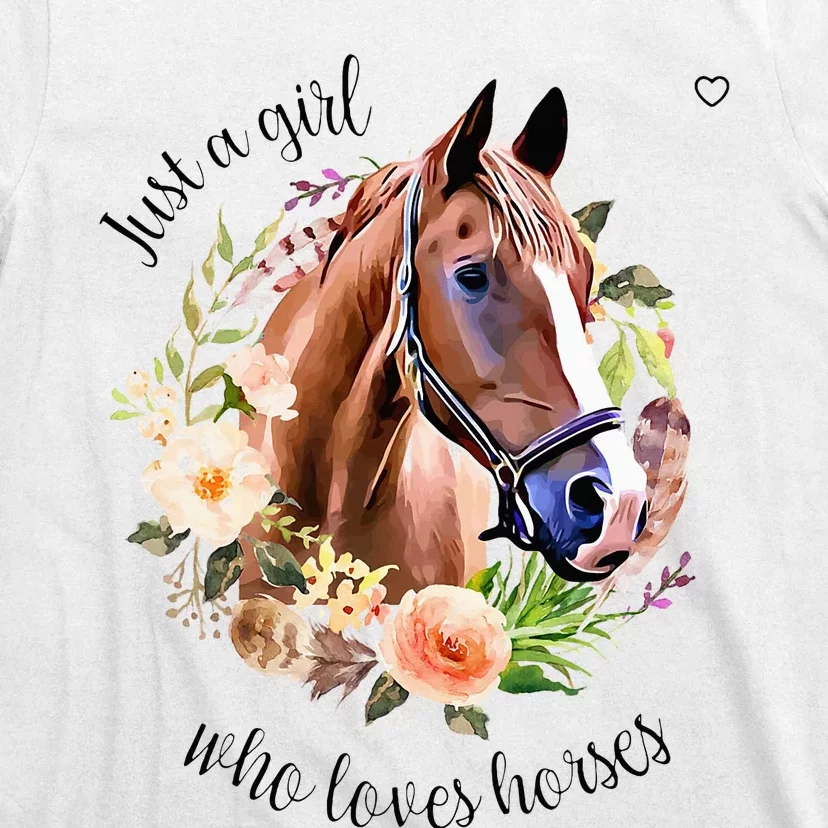 Wo Girl Just A Girl Who Loves Horses Riding T-Shirt