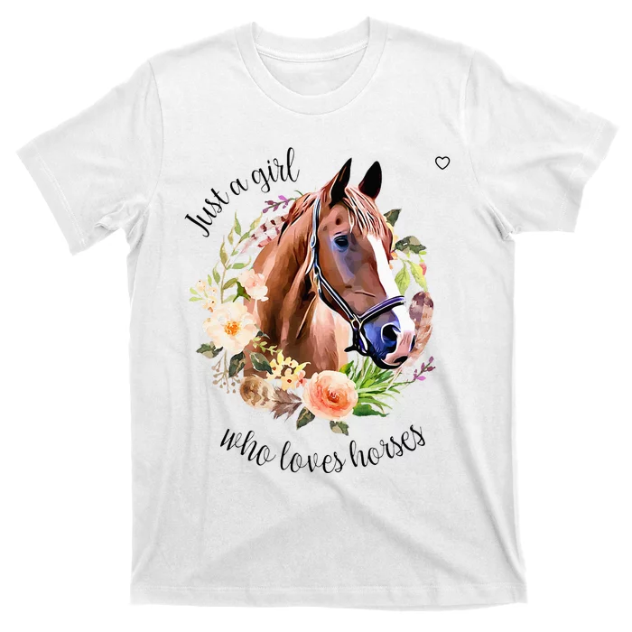 Wo Girl Just A Girl Who Loves Horses Riding T-Shirt