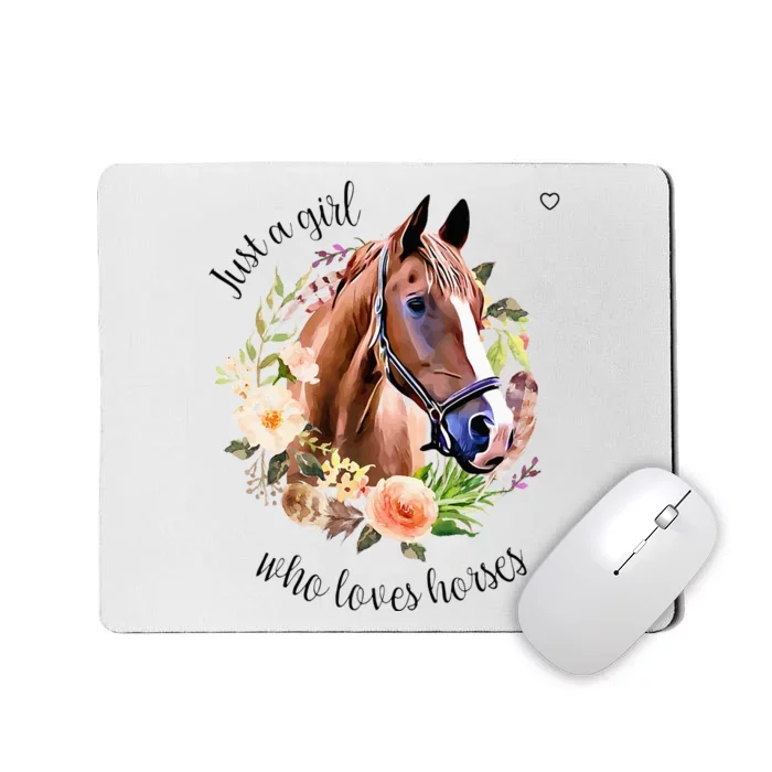 Wo Girl Just A Girl Who Loves Horses Riding Mousepad