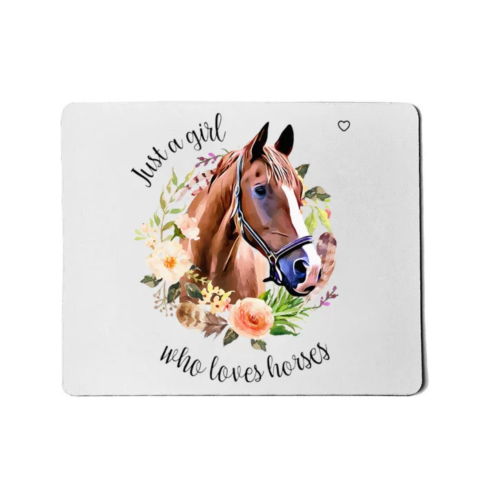 Wo Girl Just A Girl Who Loves Horses Riding Mousepad