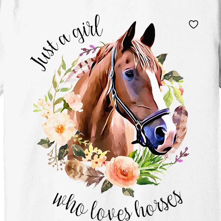 Wo Girl Just A Girl Who Loves Horses Riding Premium T-Shirt