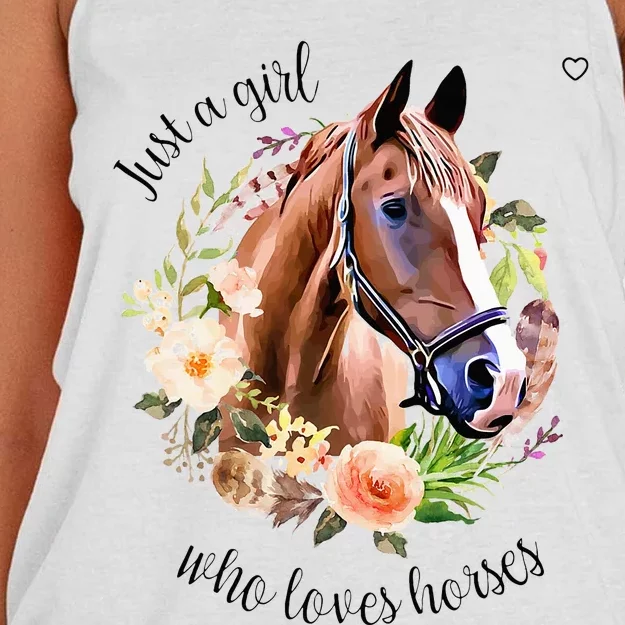 Wo Girl Just A Girl Who Loves Horses Riding Women's Knotted Racerback Tank