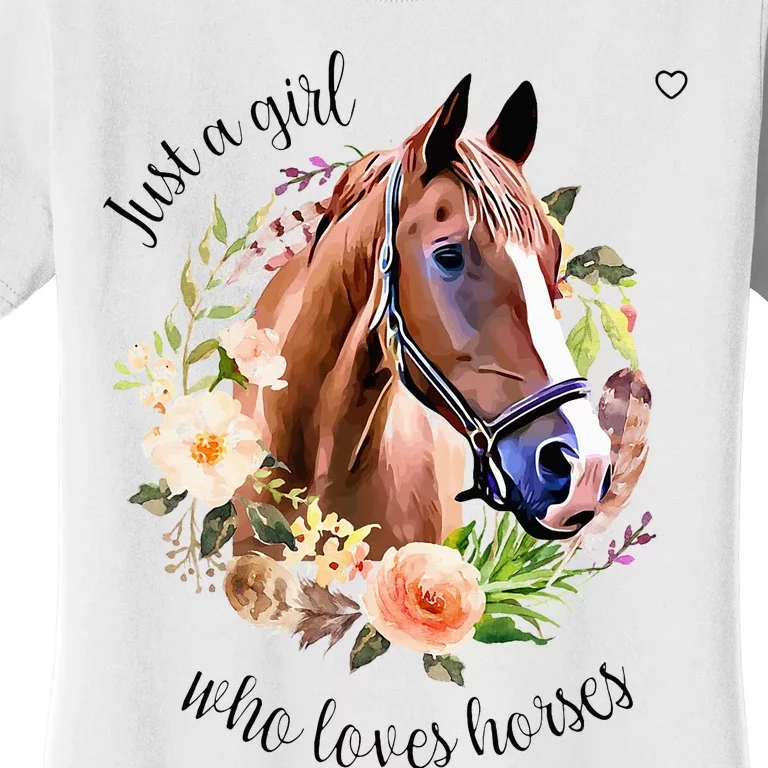 Wo Girl Just A Girl Who Loves Horses Riding Women's T-Shirt