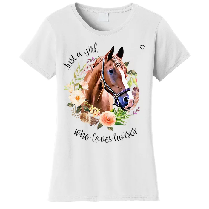 Wo Girl Just A Girl Who Loves Horses Riding Women's T-Shirt