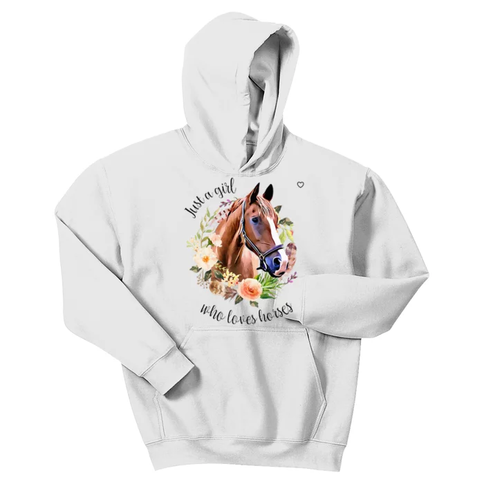 Wo Girl Just A Girl Who Loves Horses Riding Kids Hoodie