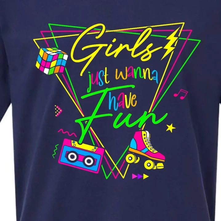 Woman Girl Just Wanna Have Fun This Is My 80s Costume Party Sueded Cloud Jersey T-Shirt