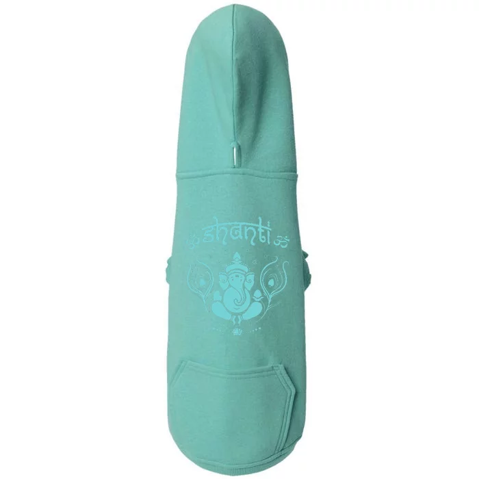 Womens Ganesh Lucky Elephant Peacock Feather & Lotus Shanti OM Yoga Doggie 3-End Fleece Hoodie