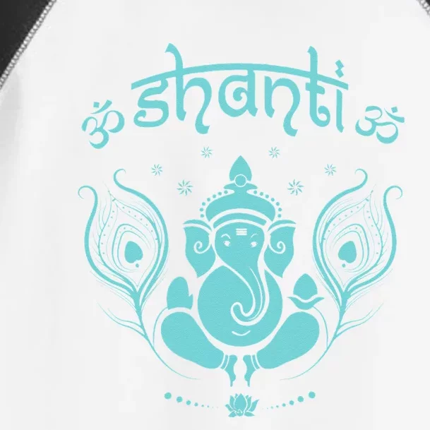 Womens Ganesh Lucky Elephant Peacock Feather & Lotus Shanti OM Yoga Toddler Fine Jersey T-Shirt