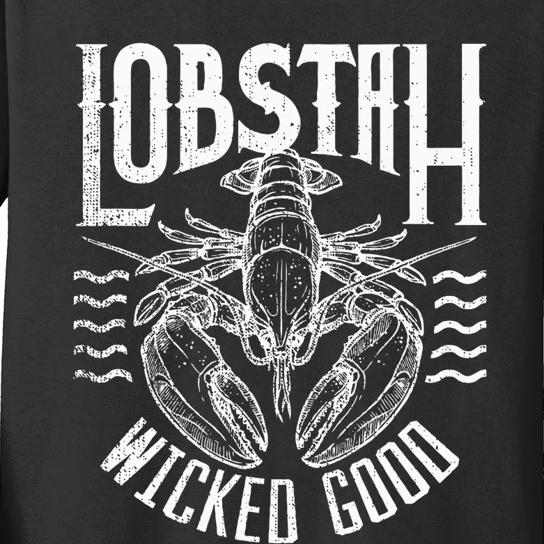 Wicked Good Lobstah Funny Maine Boston Cape Cod Lobster Kids Long Sleeve Shirt